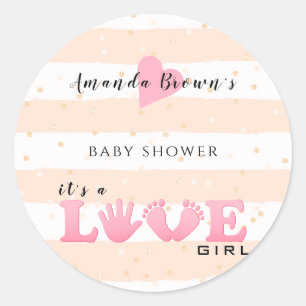 Baby shower Love Baby Girl Ronde Sticker