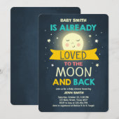 Baby shower Love You to the Moon en Back Stars Kaart (Voorkant / Achterkant)