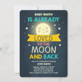 Baby shower Love You to the Moon en Back Stars Kaart (Voorkant)