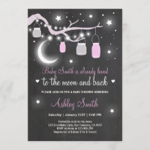 Baby shower Love You to the Moon Shower meisje roz