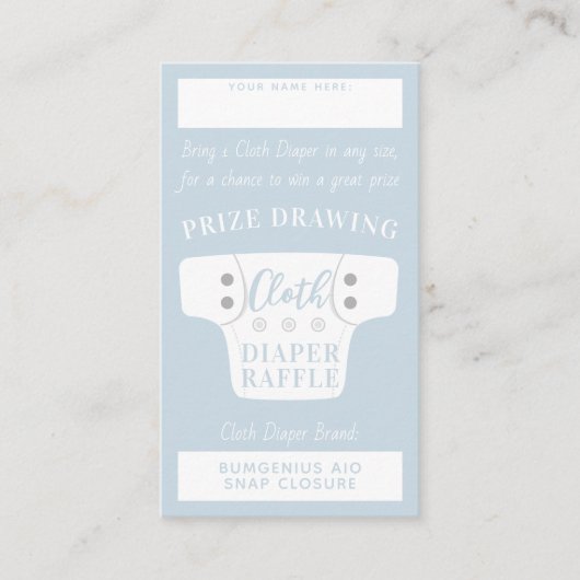 Baby shower Lucht Drager Raffle Tickets Licht Blau Informatiekaartje (Voorkant)