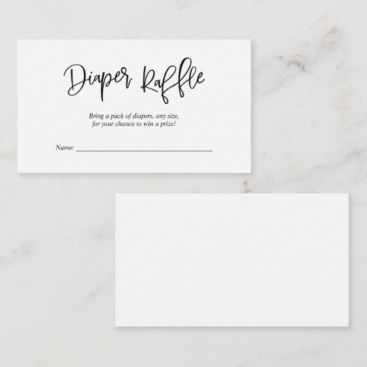 baby shower luidere Raffle, Creative Black Script Informatiekaartje (Voorkant / Achterkant)
