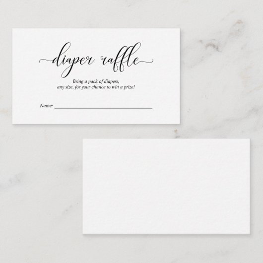 baby shower luidere Raffle, modern zwart script Informatiekaartje (Voorkant / Achterkant)