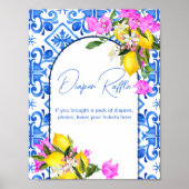 Baby shower luier loterij teken Blauwe Tegels Citr Poster (Voorkant)