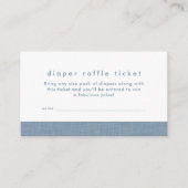 Baby shower luier loterij ticket chambray blauw informatiekaartje (Voorkant)