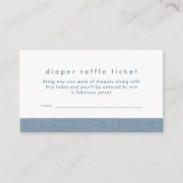 Baby shower luier loterij ticket chambray blauw informatiekaartje