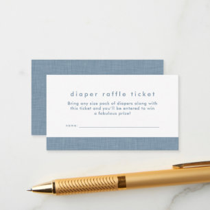 Baby shower luier loterij ticket chambray blauw informatiekaartje