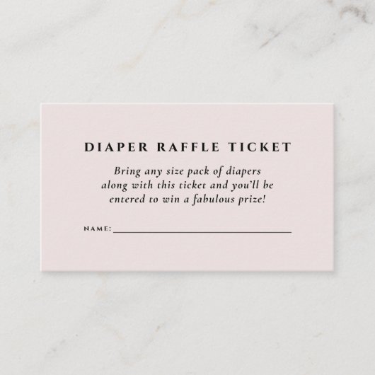 Baby shower luier loterij ticket eenvoudig elegant informatiekaartje (Voorkant)