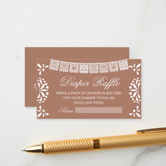 Baby shower Luier Raffel Enclosure Kaart (Voorkant / Achterkant in situ)