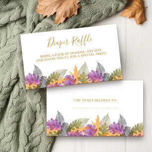 Baby shower luier raffel oktober bladeren informatiekaartje