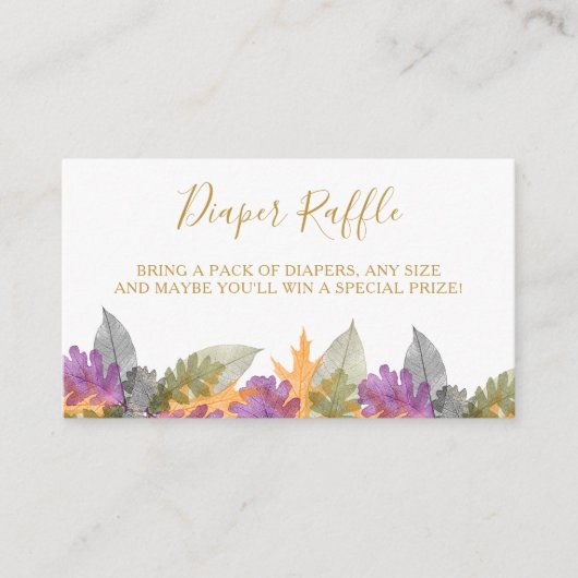 Baby shower luier raffel oktober bladeren informatiekaartje (Voorkant)