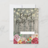 Baby Shower Luier Raffel Ticket Bloem Hout Licht Kaart (Voorkant)