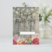 Baby Shower Luier Raffel Ticket Bloem Hout Licht Kaart (Staand voorkant)
