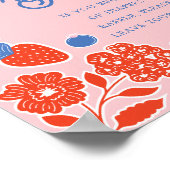 Baby shower Luier Raffle Bessen & Flowers Poster (Hoek)