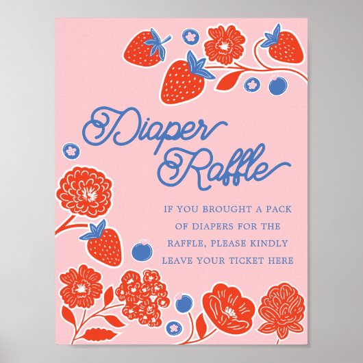 Baby shower Luier Raffle Bessen & Flowers Poster (Voorkant)