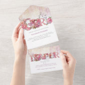 Baby shower & Luier Raffle Het is een Meisje All In One Uitnodiging (Afscheurbaar)