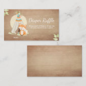 Baby shower Luier Raffle Kaart Fox Teepee Woodland (Voorkant / Achterkant)