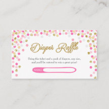 Baby shower Luier Raffle Kaart Roze Gouden Glitter