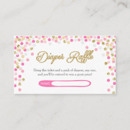Baby shower Luier Raffle Kaart Roze Gouden Glitter