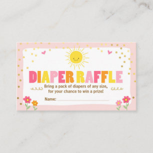 Baby shower Luier Raffle Kaart Sunshine Meisje Roz