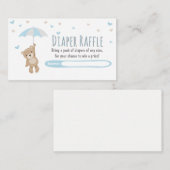 Baby shower Luier Raffle Kaart Teddy Bear Blauw (Voorkant / Achterkant)