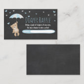 Baby shower Luier Raffle Kaart Teddy Bear Blauw (Voorkant / Achterkant)