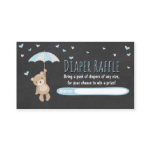 Baby shower Luier Raffle Kaart Teddy Bear Blauw