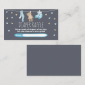 Baby shower Luier Raffle Kaart Teddy Bear Blauw (Voorkant / Achterkant)