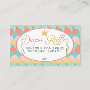 Baby shower Luier Raffle Kaart Zeemeermin Koraal R