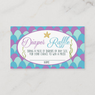 Baby shower Luier Raffle Kaart Zeemeermin Paarse