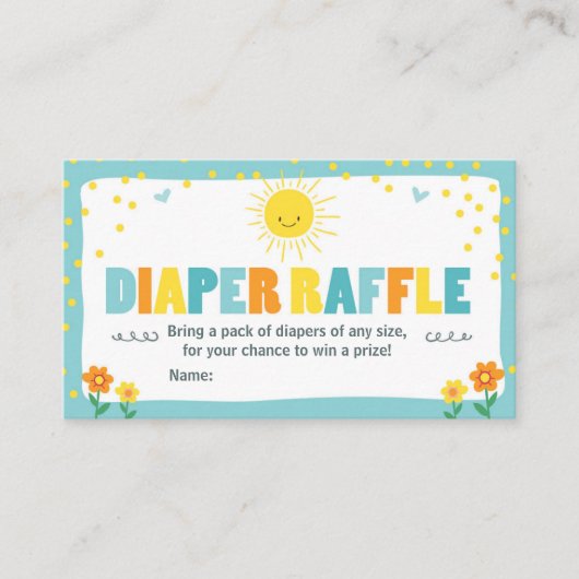 Baby shower Luier Raffle Kaart Zonneschijn Jongen  (Voorkant)