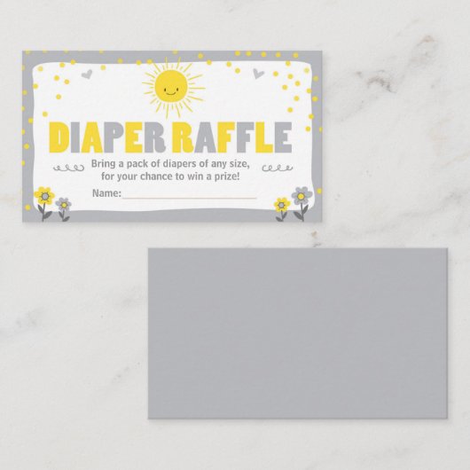 Baby shower Luier Raffle Kaart Zonneschijn Neutral (Voorkant / Achterkant)