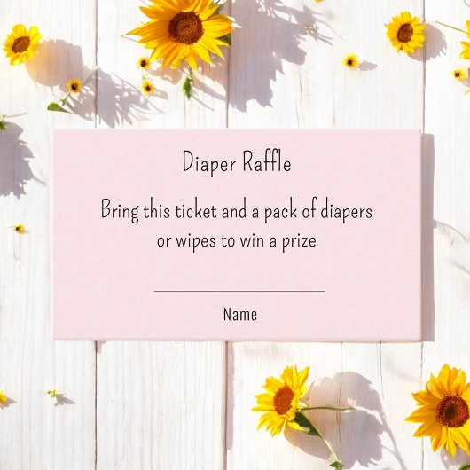 Baby shower Luier Raffle Meisje Blush Roze Ticket Informatiekaartje