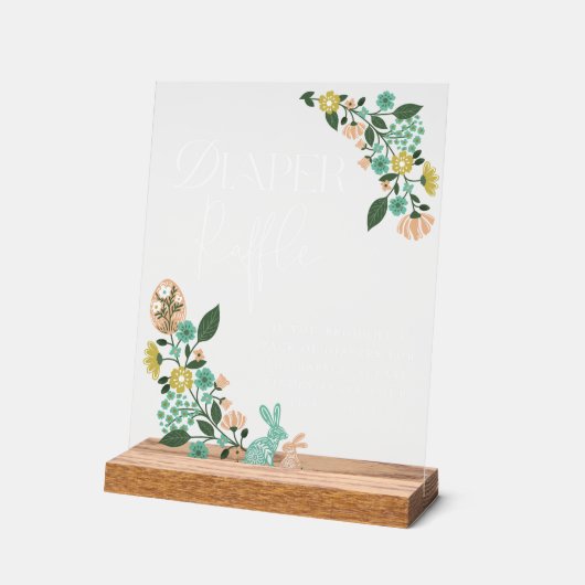 Baby shower Luier Raffle Spring Floral Pasen Acryl Bord (Hoek)