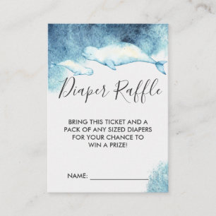 Baby shower Luier Raffle Ticket   Beluga Whale Informatiekaartje