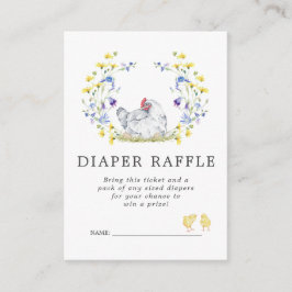 Baby shower Luier Raffle Ticket | Bloemkippen Informatiekaartje