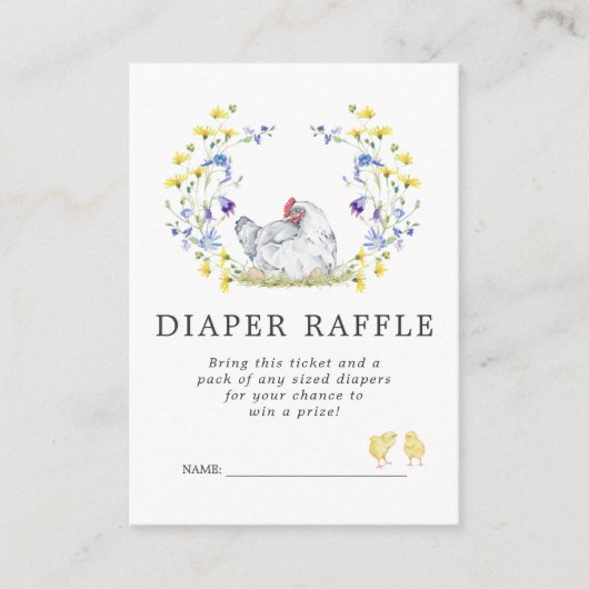 Baby shower Luier Raffle Ticket | Bloemkippen Informatiekaartje (Voorkant)
