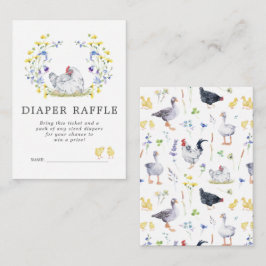 Baby Shower Luier Raffle Ticket | Bloemrijke Kippe Informatiekaartje
