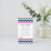 Baby shower Luier Raffle Ticket Chevron Blauw Roze Informatiekaartje (Staand voorkant)