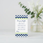 Baby shower Luier Raffle Ticket Chevron Blue Limoe Informatiekaartje (Staand voorkant)