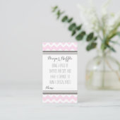 Baby shower Luier Raffle Ticket Chevron Roze Grijs Informatiekaartje (Staand voorkant)