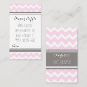 Baby shower Luier Raffle Ticket Chevron Roze Grijs Informatiekaartje (Voorkant / Achterkant)