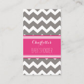 Baby shower Luier Raffle Ticket Chevron Roze Grijs Informatiekaartje (Achterkant)