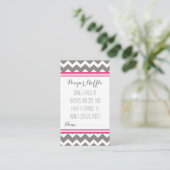Baby shower Luier Raffle Ticket Chevron Roze Grijs Informatiekaartje (Staand voorkant)