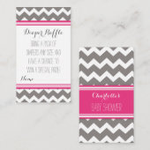 Baby shower Luier Raffle Ticket Chevron Roze Grijs Informatiekaartje (Voorkant / Achterkant)