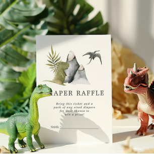 Baby Shower Luier Raffle Ticket Dinosaur Informatiekaartje