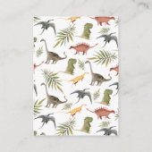 Baby shower Luier Raffle Ticket | Dinosaurus Informatiekaartje (Achterkant)