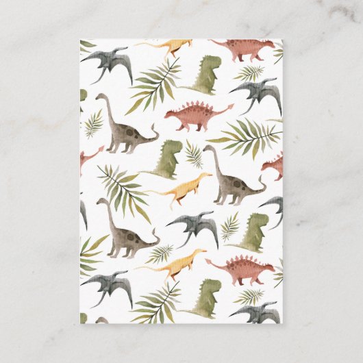 Baby shower Luier Raffle Ticket | Dinosaurus Informatiekaartje (Achterkant)