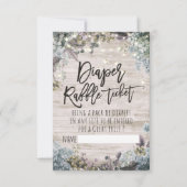 Baby shower luier Raffle Ticket Floral Light Wood Kaart (Voorkant)