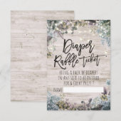 Baby shower luier Raffle Ticket Floral Light Wood Kaart (Voorkant / Achterkant)